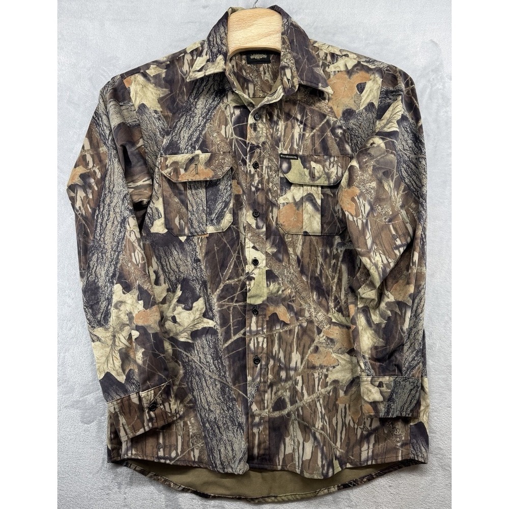 Wolf Mountain Camo Mossy Oak Hunting Break Up Shirt Lined Vintage Men's‎ 26x32